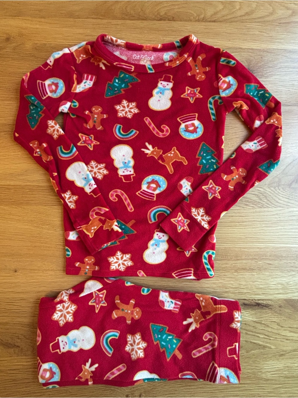 Cat & Jack Red Holiday Pajama Set with Festive Prints